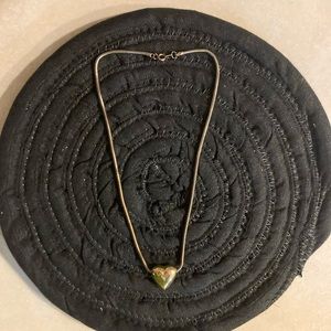 Gold  heart necklace solid piece heavy and strong on 16" snake chain vintage